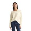 Strickpullover MARC O'POLO DENIM "aus reinem Organic Cotton", Damen, Gr. L, beige (chalky sand), Obermaterial: 100% Baumwolle, unifarben, casual, Rundhals, Langarm, Pullover