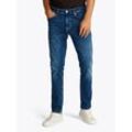 Slim-fit-Jeans TOMMY JEANS "Austin Slim Tapered", Herren, Gr. 33, Länge 32, blau (denim schwarz), Denim/Jeans, Obermaterial: 98% Baumwolle, 2% Elasthan, casual, regular fit lang, Jeans, Mit Gürtelschlaufen