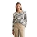 Langarmshirt MARC O'POLO "aus Organic Cotton Jersey", Damen, Gr. L, bunt (multi), Obermaterial: 100% Baumwolle, gestreift, Basic, relaxed fit, U-Boot-Ausschnitt, Langarm, Shirts