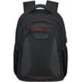 Laptoprucksack AMERICAN TOURISTER "AT WORK", Gr. B/H/T: 33cm x 45cm x 21,5cm, schwarz (bass schwarz), Polyester, Rucksäcke, Freizeitrucksack Schulrucksack USB-Schleuse 15,6-Zoll Laptopfach