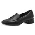 Pumps TAMARIS, Damen, Gr. 37, schwarz, Schafsleder, elegant, Schuhe, Blockabsatz, Slipper, Businessschuh mit Zierriegel