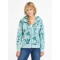 Sweatjacke RAGWEAR "FLLAWIA PRINT", Damen, Gr. L (40), blau (aqua), Sweatware, Obermaterial: 70% Baumwolle, 30% Polyester, bedruckt, casual, regular fit, Langarm Rippbündchen, Sweatjacken