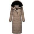 Steppmantel NAVAHOO "Hingucker XIV", Damen, Gr. L (40), grau (taupe), Obermaterial: 100% Polyester, Futter: 100% Polyester, Wattierung: 100% Polyester, modisch, gerade ca. Mitte Wade, hoch geschlossener Ausschnitt, Langarm eng Rippstrickbündchen, Mäntel, Damen Wintermantel mit abnehmbaren Kunstfellkragen