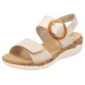 Keilsandalette REMONTE, Damen, Gr. 39, beige (hellbeige), Leder, Lederimitat, klassisch, Schuhe, Sommerschuh, Riemchensandale, praktische Klettverschlüsse