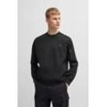 Sweater BOSS ORANGE, Herren, Gr. L, schwarz (schwarz001), Trikot, Obermaterial: 90% Polyamid, 10% Elasthan, unifarben, casual, regular fit, Rundhals, Langarm eingesetzt Bündchen, Sweatshirts, mit Logo-Badge