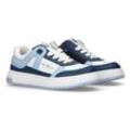 Sneaker CALVIN KLEIN JEANS, Kinder, Gr. 37, blau (blau, weiß), Polyester, Synthetik, colorblocking, modisch, Schuhe, Retro Sneaker, Basket Sneaker im colorblocking Look