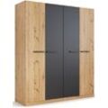 Drehtürenschrank RAUCH "Kleiderschrank Schrank Garderobe Garderobenschrank Stauraumwunder MODI", grau (eiche artisan, graumetallic), B:181cm H:210cm T:54cm, Holzwerkstoff, Schränke, optional mit Spiegel MADE IN GERMANY