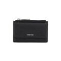 Geldbörse CALVIN KLEIN "CK MUST ZIP FLAP CARDHOLDER_MONO", schwarz, Polyester, Lederimitat, Basic, Kleinlederwaren, Geldbeutel, Damen-Portemonnaie