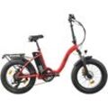 E-Bike LLOBE "Elektro Faltrad 20" Terrain rot" Gr. 43, rot, E-Bikes, 43cm, 20 Zoll (50,80cm)