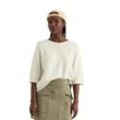 Rundhalspullover MARC O'POLO DENIM, Damen, Gr. S, weiß (creamy weiß), Strick, Obermaterial: 100% Baumwolle, casual, Rundhals, Halbarm, Pullover