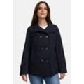 Cabanjacke MANISA, Damen, Gr. 38, blau (marine), Obermaterial: 50% Polyester, 41% Baumwolle, 9% Polyamid. Futter: 55% Polyester, 45% Viskose, unifarben, casual, regular fit hüftbedeckend, ohne Ausschnitt, Langarm mit Riegel 2-Knopf-Manschette, Jacken, mit Stehkragen