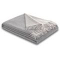 Plaid BIEDERLACK "Cashmere-Plaid", silber (silber, stone), B:150cm L:200cm, Wolle, Kaschmir, Wohndecken, Plaid Soft Impression, Biederlack, im Doubleface-Look, Kuscheldecke