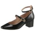 Spangenpumps TOMMY HILFIGER "PUMP DOUBLE STRAP PATENT LEATHER", Damen, Gr. 39, schwarz, Lackleder, unifarben, modisch, Schuhe, Blockabsatz, Abendschuh, Partyschuh, TH-Schmuckelement, schmale Form