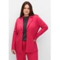Sweatblazer SHEEGO "Große Größen", Damen, Gr. 42, pink (sorbet pink), Obermaterial: 60% Viskose, 35% Polyamid, 5% Elasthan, unifarben, klassisch, figurbetont normal, Langarm, Blazer, aus Milano-Ripp, mit Reverskragen