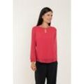 Langarmbluse SEIDEL MODEN, Damen, Gr. 34, rot (himbeer), Jersey, Obermaterial: 100% Polyester, casual, loose fit hüftbedeckend, Rundhals, Langarm elastischer Bund, Blusen, MADE IN GERMANY