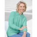 Polokragenpullover CLASSIC BASICS "Pullover", Damen, Gr. 44, blau (türkis), 100% Polyacryl, unifarben, Langarm, Pullover