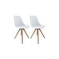 byLIVING Esszimmerstuhl KIRA, 2-er Set, Kunstleder weiß, Gestell Eiche-Optik