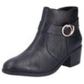 Stiefelette RIEKER, Damen, Gr. 39, schwarz, Lederimitat, unifarben, klassisch, Schuhe, Ankleboots, Blockabsatz, mit Innenreißverschluss