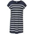 Nachthemd S.OLIVER, Damen, Gr. 32/34, N-Gr, blau (dunkelblau, weiß, gestreift), Single Jersey, Obermaterial: 60% Baumwolle, 40% Polyester, gestreift, unifarben, casual, loose fit mini, Rundhals, Kurzarm angeschnitten, Kleider, mit garngefärbten Streifen