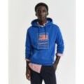 Hoodie GANT "GRAPHIC SWEAT HOODIE", Herren, Gr. L, blau (lapis blau), Sweatware, Obermaterial: 78% Baumwolle, 22% Polyester, casual, Langarm Rippbündchen, Sweatshirts, Grafische GANT-Stickerei auf der Brust