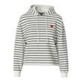 Kapuzensweatshirt PIECES "PCCHILLI LS HOODIE STRIPES EMB NOOS BC", Damen, Gr. L (40), weiß (cloud dancer stripes:schwarz, heart emb), Sweatware, Obermaterial: 50% Baumwolle, 50% Polyester, gestreift, modisch, regular fit, Langarm, Sweatshirts