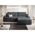 Ecksofa TRENDMANUFAKTUR "Challenge, Schlafsofa mit Bettkasten, Couch in L-Form, Breite 245 cm", grau (anthrazit), B:246cm H:98cm T:168cm, 100% Polyester, Sofas, Recamiere beidseitig montierbar, auch in trendigem Cordstoff