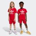 T-Shirt & Shorts ADIDAS ORIGINALS "SHORT TEE SET", Kinder, Gr. 110, rot (better scarlet), Obermaterial: 100% Baumwolle. Obermaterial Hose: 70% Baumwolle, 30% Polyester, sportlich, KOB Set-Artikel