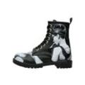 Schnürboots DOGO "Damen Black Long Boots Go Back To Being Yourself 36 Damen Boots", Damen, Gr. 36, Normalschaft, schwarz (schwarz, rot), Lederimitat, Schuhe, Vegan