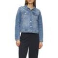 Jeansjacke S.OLIVER, Damen, Gr. 38, mid blau used, Denim/Jeans, Obermaterial: 86% Baumwolle, 13% Polyester, 1% Elasthan, unifarben, casual, regular fit taillenbedeckt, Langarm Manschette, Jacken, mit Taschen