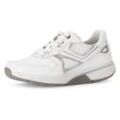 Keilsneaker GABOR ROLLINGSOFT, Damen, Gr. 41, silber (weiß, silberfarben), Kalbsleder, Textil, sportlich, Schuhe Sneaker, Freizeitschuh, Halbschuh, Schnürschuh mit herausnehmbarem Fußbett