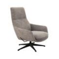 Drehsessel FLEXLUX "Marinella, Relaxsessel, TV-Loungesessel, Polstersessel", mushroom, schwarz, B:75cm H:103cm T:95cm, 100% Polyester, Sessel, Liegefunktion, drehbar, Fuß schwarz