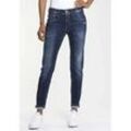 Relax-fit-Jeans GANG "94AMELIE", Damen, Gr. 26 (34), N-Gr, blau (blau used), Denim/Jeans, Obermaterial: 65% Baumwolle, 22% Polyester, 11% Viskose, 2% Elasthan, unifarben, leichte Abriebeffekte, casual, relaxed fit lang, Jeans, mit doppelter rechter Gesäßtasche, Topseller