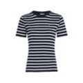 T-Shirt TOMMY HILFIGER "SLIM CODY C-NK SS", Damen, Gr. L (40), schwarz night navy, ecru stp, Jersey, Obermaterial: 100% Baumwolle, gestreift, casual, slim fit hüftlang, Rundhals, Kurzarm abgesteppt, Shirts, mit Logostickerei