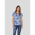 Print-Shirt RABE "Rabe Floral bedrucktes T-Shirt", Damen, Gr. 40, blau (hellblau), 95%Viskose 5%Elastan, feminin, gerade, Kurzarm, Shirts