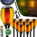 KESSER® Gartenfackel Solar Set Solarleuchten Flamme mit Wandhalterung + Erdspieß Licht-Sensor Wetterfest Garten Solarleuchte Fackel Lichter LED Gartenlampe Solarlampe Flammenlicht