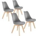 tectake® Set Esszimmerstuhl, gepolsterte Sitzfläche, massive Holzbeine, 49 x 56 x 82,5 cm