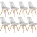 tectake® Set Esszimmerstuhl, gepolsterte Sitzfläche, massive Holzbeine, 49 x 56 x 82,5 cm