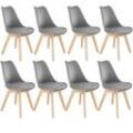 tectake® Set Esszimmerstuhl, gepolsterte Sitzfläche, massive Holzbeine, 49 x 56 x 82,5 cm
