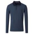 Langarm-Poloshirt CASAMODA "CASAMODA Polo-Shirt Langarm gestreift", Herren, Gr. 4XL, blau, 60% Baumwolle, 40% Polyester, Shirts