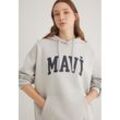 Kapuzenpullover MAVI "MAVI LOGO HOODIE", Damen, Gr. L, lila (gray violet), Jersey, 65% Baumwolle, 35% Polyester, bedruckt, casual, normal normal, Langarm, Pullover, Hoodie