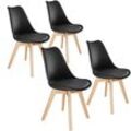 tectake® Set Esszimmerstuhl, gepolsterte Sitzfläche, massive Holzbeine, 49 x 56 x 82,5 cm