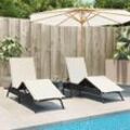 Sonnenliegen Mit Auflagen 2 Stk. Poly Rattan | Farbe: Schwarz