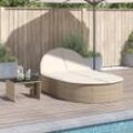 Doppel-Sonnenliege Mit Kissen Poly Rattan | Farbe: Beige