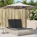 Doppel-Sonnenliege Mit Auflagen Beige Poly Rattan | Farbe: Hellgrau