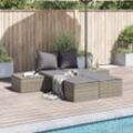 Doppel-Sonnenliege Mit Auflagen Beige Poly Rattan | Farbe: Grau