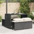 3-Tlg. Garten-Essgruppe Mit Kissen Beige Poly Rattan | Farbe: Schwarz