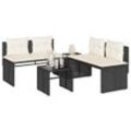 4-Tlg. Garten-Sofagarnitur Mit Kissen Poly Rattan | Farbe: Schwarz