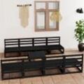 9-Tlg. Garten-Lounge-Set Massivholz Kiefer | Farbe: Schwarz | Polster enthalten: Nein