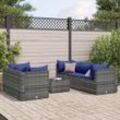 8-Tlg. Garten-Lounge-Set Mit Kissen Poly Rattan | Anzahl der Artikel: 5 | Farbe: Grau und Blau
