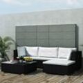 5-Tlg. Garten-Lounge-Set Mit Auflagen Poly Rattan | Farbe: Schwarz